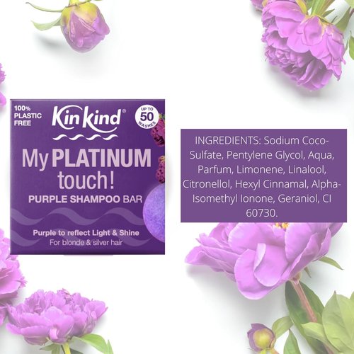 KinKind Toning Purple Shampoo Bar - Perfect for Blonde, Silver & White Hair | Vegan Travel-Friendly Solid Bar - Up to 50 Washes