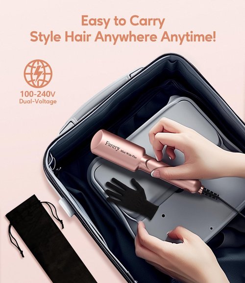Farery Mini Flat Iron - 1.5 Inch Ceramic Hair Straightener with Argan Oil, Fast Heat & Travel Bag