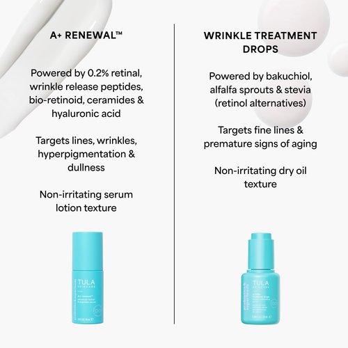 TULA Skin Care A+ Renewal Advanced Retinal + Peptides Serum - Nightly Facial Serum, Boosts Radiance and Hydrates, 1.01 Fl. oz.
