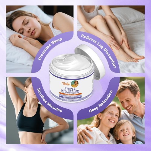 OLACLUK Magnesium Lotion for Sleep - Nighttime Magnesium Butter Cream for Feet & Leg, Topical Sweet Sleep Body Butter - Relaxing, Soothing for Kids & Adults (4 oz, Lavender)