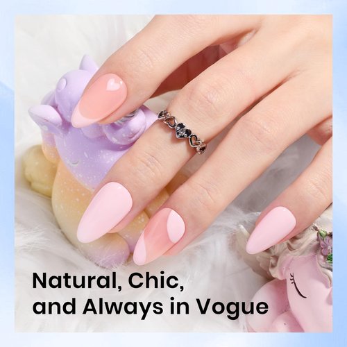 Beetles Gel Nail Kit 504Pcs Short Almond Gel Nail Tips with 9 in 1 Nail Glue Nail Extension Set Uv Led Lamp Acrylic False Tips Kit DIY Nails Art Gifts for Women