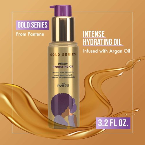 Pantene Gold Series Hydrating Oil Treatment - Argan Oil Infused Hair Oil for Shiny, Healthy Hair | 3.2 Fl Oz