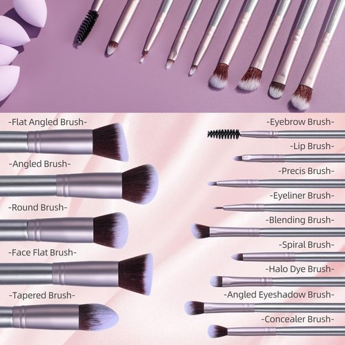 Oneleaf 26 Pcs Makeup Brushes Set – Premium Facial Cleaning & Makeup Brush Set with Foundation, Concealer, Blush, Eyeshadow Brushes plus Sponge and Wash Bag