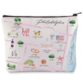 WZMPA Philadelphia City Map Cosmetic Bag - Travel Souvenir Gift - Long Distance Relationship Makeup Zipper Pouch