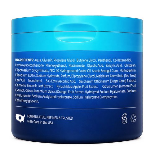 Hicream Glycolic Acid Exfoliating Pads, Dual-Textured Facial Toner for Pore Care & Skin Radiance, Deep Cleansing Peel with Niacinamide, Salicylic Acid & Vitamins E, B3, B5 (50 Pads)