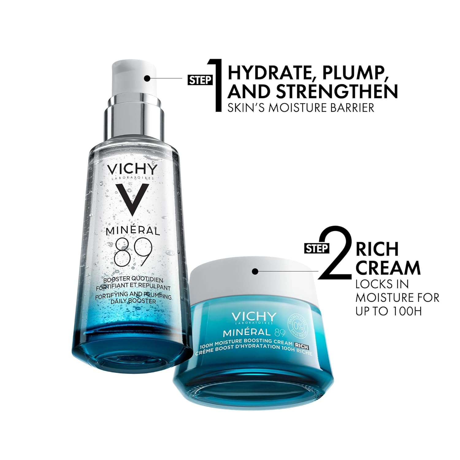 Vichy Mineral 89 Face Moisturizer - Fragrance-Free Hydrating Cream with Hyaluronic Acid | For All Skin Types