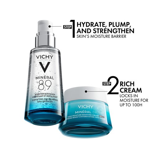 VICHY Mineral 89 Cream, 100H Rich Moisture Boosting Cream | Hydrating Face Moisturizer with Hyaluronic Acid & Niacinamide | Daily Face Cream | Available in 2 Formulas | Suitable for All Skin Types