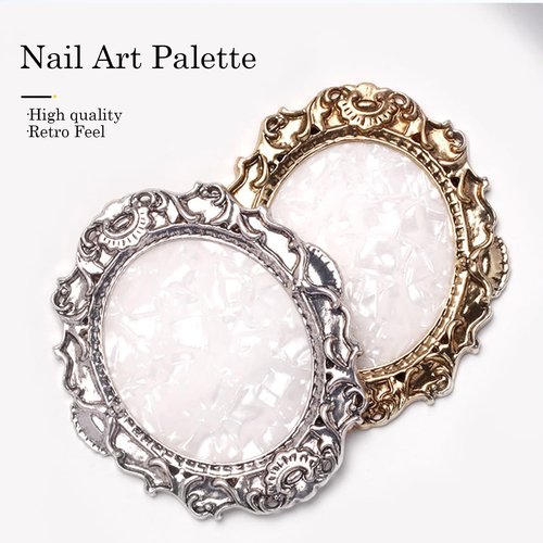 Nail Art Plate, 2 Pcs Nail Mixing Palette Polish Color Mixing Plate Nail Holder Nail Art Display Board, Nail Art Display Tools Photography Props(Sliver)
