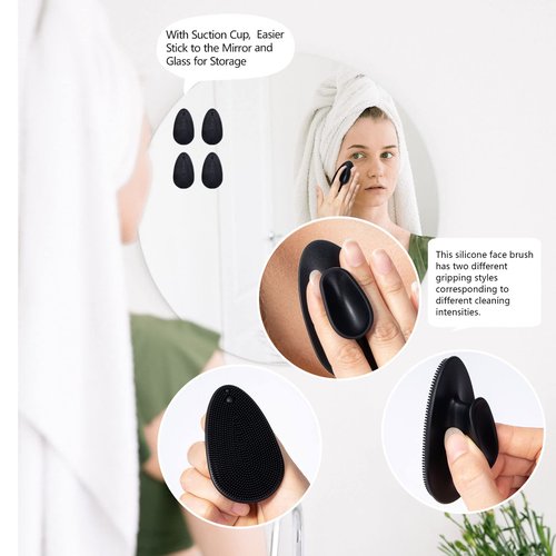 8 Pack Silicone Face Scrubber, Beomeen Facial Cleansing Brush Soft Silicone Facial Exfoliation and Massage Brush Blackhead Scrubber for Men and Women (Black)