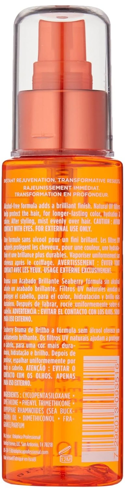 Obliphica Seaberry Shine Mist - 3.4 oz | Instantly Add Volume and Shine for Gorgeous Hair Styles!