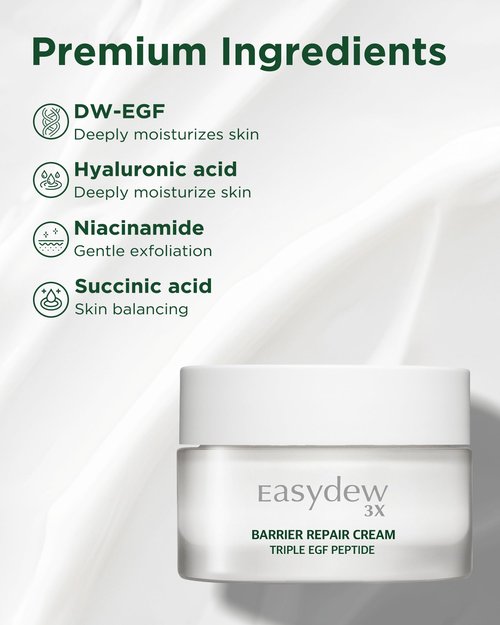 EASYDEW Barrier Repair Cream - Intense Hydration and Skin Barrier Restoration Face Moisturizer for Damaged and Irritated Skin with Cica, Hyluronic Acid, Collagen, 1.01 fl.oz.