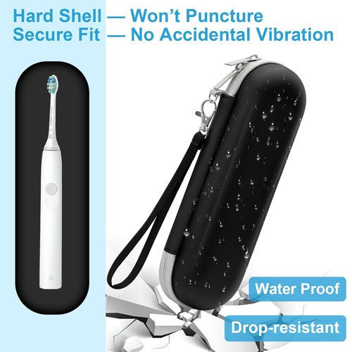 ICIMBI Electric Toothbrush Travel Case for Philips Sonicare 4100 6100 5100 6500 Series Electric Toothbrush, Hard EVA Toothbrush Protective Holder, Water-Resistant（Includes 2 Brush Head Covers）