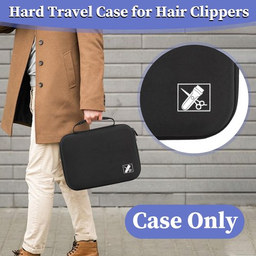 Klawdsky Hard Clipper Case for Barbers, Hair Clippers Travel Case for Hatteker/Oneisal/Wahl 5star/Andis Razor Guard Grooming Kits, Hair Cutting Barber Supplies Holder, Trimmer Organizer Storage Bag