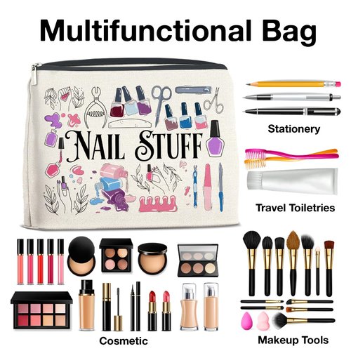 Nail Tech Makeup Bag Gifts for Women Nail Technician Artist Manicurist Cosmetic Bag Zipper Makeup Pouch