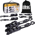 5208LB Heavy Duty Ratchet Straps - 1.5” x 16FT Tie Down Straps with Safety S Hooks for Trucks, Trailers, ATV - Black (2 Pack)