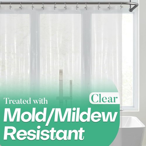 Mrs. Awesome Clear Shower Curtain Liner - 72x72 Premium Waterproof Plastic with 3 Magnets