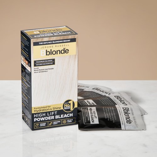 Jerome Russell Bblonde High Lift Powder - Blonde to Dark Brown Hair Lightener with Mineral Oils, Lifts 6-9 Shades, 4 Sachets (4x25g)