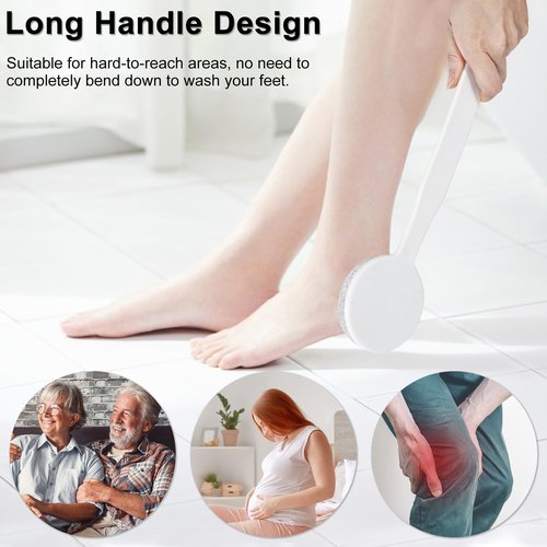 Beomeen Pumice Stone for Feet with Long Handle 13.7", Hard Skin Callus Remover, Scrubber and Exfoliator for Dead Dry Skin, Softer & Smoother Feet, Pedicure Tool (Curved)