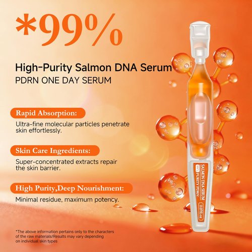 Salmon DNA Serum,99% PDRN Serum For Face Anti Aging One Day With Recombinant Collagen,Glutathione,Hyaluronic Acid,Korean Skin Care For Deep Hydration,Firming & Uneven Skin Tone,0.07 Fl.Oz x 15e