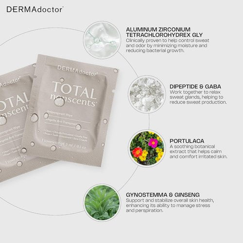 DERMAdoctor Deodorant Wipes - Refreshing Antiperspirant for Hyperhidrosis | 30 Individually Wrapped Wipes
