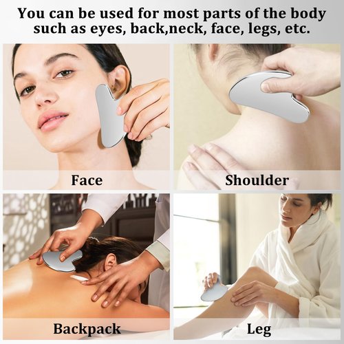 PICKBEAU Stainless Steel Gua Sha Facial Tools for Face, Metal Wrinkle & Anti-Aging Devices Gua Sha Tighten Skin Massage Guasha Beauty Tool for Body Eyes Neck Massager Skin Care
