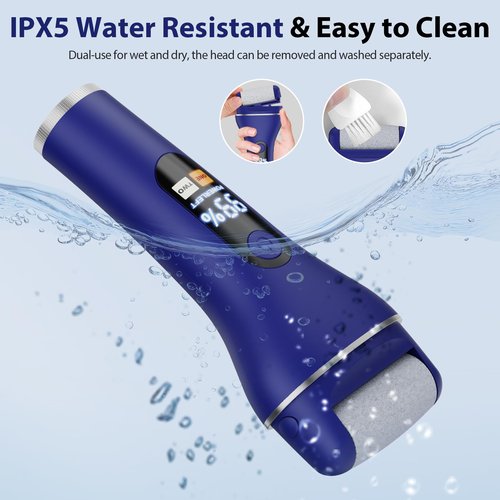 AdamPark Electric Callus Remover for Feet, Rechargeable Portable Electronic Foot Callus Remover 2-in-1 Wet/Dry Foot Scrubber Electric Toot File for Hard Cracked Dry Dead Skin（Blue）