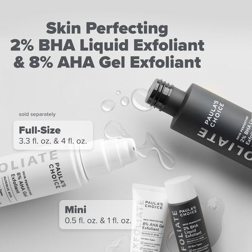 Paula's Choice SKIN PERFECTING 8% AHA Gel & 2% BHA Liquid Travel Duo, Facial Exfoliants for Blackheads, Large Pores, Wrinkles & Fine Lines, Face Exfoliators w/Glycolic & Salicylic Acid - Travel Size