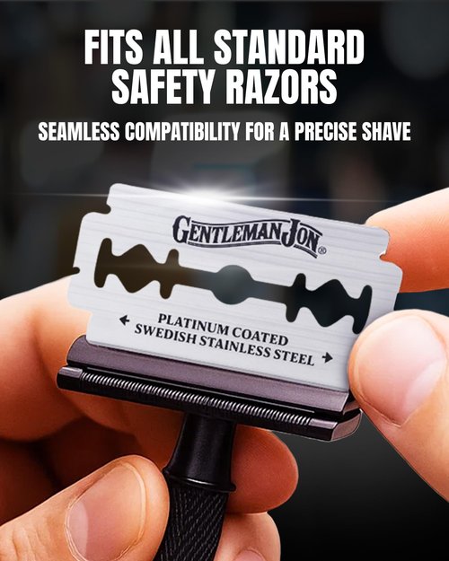 Gentleman Jon 50-Pack Platinum Double Edge Razor Blades - Premium Swedish Stainless Steel Safety Razor Blades - Platinum Coated Blade For Smooth and Comfortable Shaves - Fits Most Men's Safety Razors