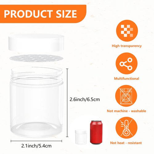 ihomecooker 84PCS 4oz/125ml Plastic Jars with Screw On White Lids Seal Stickers Bottle Lid,Clear Container for Storing Dry Food,Spice,Lotion, Cosmetic, Slime, Honey Jam, Cream, Butter