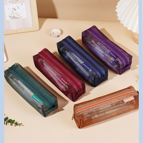 Gidary Mesh Cosmetic Bag Portable Clear Makeup Bags Mesh Zipper Pouch for Home Office Travel Accessories Organizer (2PCS Blue & Green)