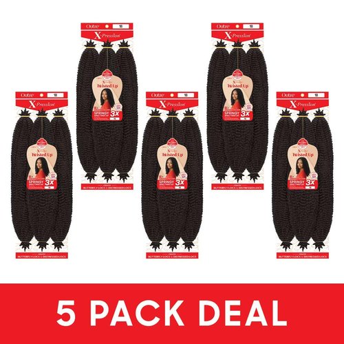 Outre X-Pression - Twisted Up - Springy Afro Twist 24" 3X (5 Pack, DARK BROWN 2)