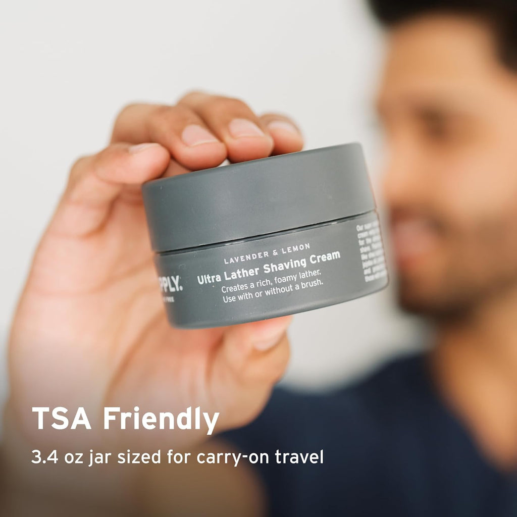 SUPPLY Ultra Lather Shaving Cream for Men - Rich Cushion for Smoother Shave - 3.4 oz White Birch & Sage