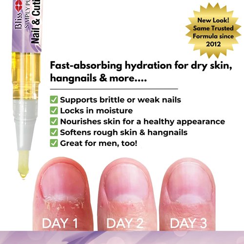 Bliss Kiss | 4 Lavender Vanilla | Oil Cuticle Pen w/Vitamin E & Jojoba⏤Nail Strengthener Nail Growth Serum for Brittle Peeling Breaking Thin Nails