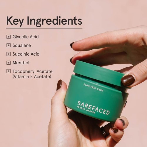 Barefaced Glow Peel Pads - Deep Exfoliating Face & Body Pads with 15% Glycolic Acid | 60 Count for Smooth Skin & Reduced Breakouts