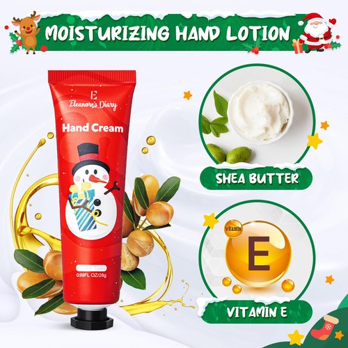 E Eleanore's Diary Hand Cream Gifts Set, 6Pcs Mini Hand Lotion Travel Size, Christmas Stocking Stuffers Gifts for Women, Moisturizing Shea Butter Hand Cream for Dry Cracked Hand, Calendar Advent Gifts