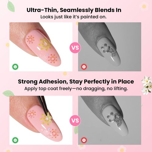 Beetles Nail Art Stickers 30 Sheets 3D Flower Nail Stickers Heart Nails Design Supplies DIY Decals for Decoration Nails Art for Women Girls