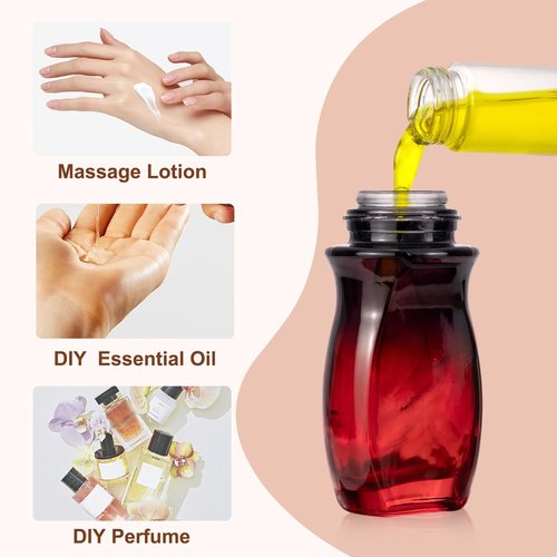 JIUWU 3 Pack 50ml Empty Glass Roller Bottles for Essential Oils, Perfume, Cosmetics with Plastic Roller Ball and Screw Cap, Leak Proof Refillable Deodorant Containers