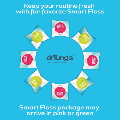 DrTung's Smart Floss - Natural Dental Floss, PTFE & PFAS Free, Gentle on Gums, Expands & Stretches, BPA Free - Cardamom Flavor (Pack of 4)