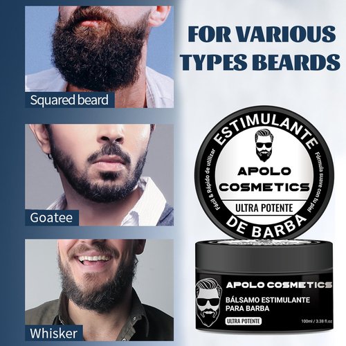 Apolo Para Barba, Estimulante Para Barba Ultra Potente, Bálsamo Para Crecimiento de Barba Para Hombre, Apolo Para Cabello Barba Crema, Beard Beard Growth Oil Stimulating Balm Thicker, Fuller (2pcs)