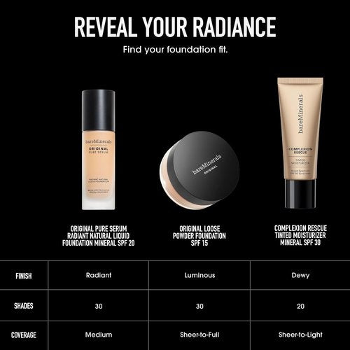 bareMinerals Original Liquid Foundation - Hydrating Mineral SPF 20 Skin Tint | Lightweight, Dewy Finish