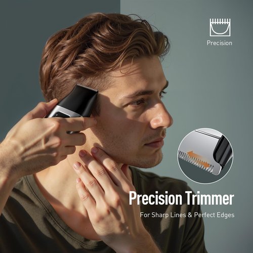 Scrorui Cordless Foil Shaver for Men: Dual Replacement Heads (Foil + Trimmer), High-Speed 6000RPM,USB-C Rechargeable, IPX6 Waterproof Battery Display & Travel-Friendly/Home Use