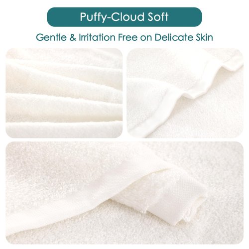 JEFFSUN Face Towels 6 Pack, 13x13 inch Extra Large White Wash Cloths on Sensitive Skin, Super Soft and Skin Friendly Bath Washcloths for Face and Body, Easy to Clean Quick Dry Facial Cleansing Cloths