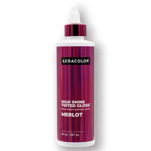 Keracolor High Shine Tinted Hair Gloss - Sheer Color-Enhancing In-Shower Treatment, Merlot, 8 Fl Oz