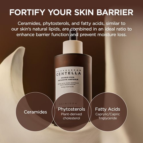 SKIN1004 Probio Cica Intensive Ampoule, Valentine Gifts, Centella & Ceramide Face Serum for Hydration, Korean Facial Ampoule with Madagascar Centella for Soothing Korean Skin Care, 3.21fl.oz / 95ml