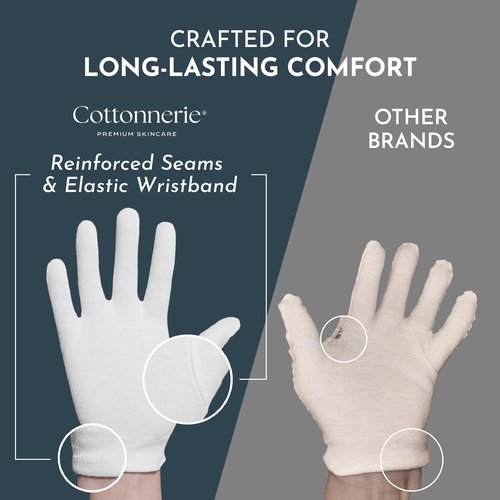 7 Pairs Cottonnerie Cotton Gloves for Dry Hands Sleeping, Moisturizing Gloves Overnight, Hand Moisturizer Gloves, Moisture Gloves for Dry Hands Overnight, Sleeping Gloves, Eczema Gloves, XSmall