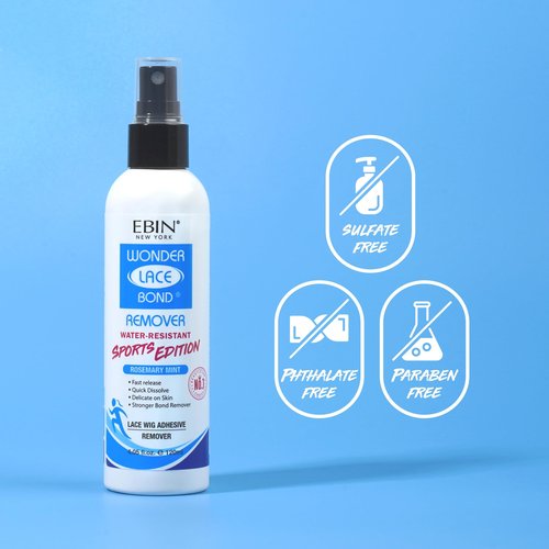 EBIN NEW YORK Wig Adhesive Remover Spray - Sports 4.05oz/ 120ml | Wig Glue Remover Fast Removes Double Sided Hair Extensions Tape Adhesive| Gentle on Skin | Mist Pump & Nozzle Cap, Fast & Safe Remover
