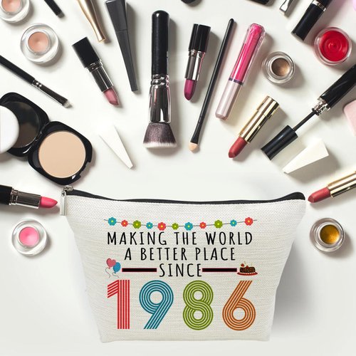 Choinn 40th Birthday Gifts for Women, Funny 40 Year Old Gift Makeup Bag, 1986 40th Birthday Decorations Makeup Bags for Her, Mom, Aunt, Wife, Sister, Coworker, Friend, Mothers Day Cosmetic Travel Bag
