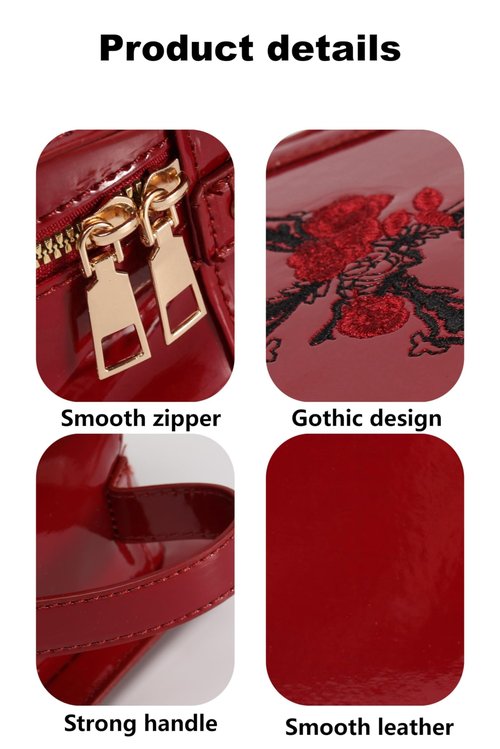 RRISETAG Goth Makeup Bag PU Leather Coffin Bag Halloween Purses Goth Purse Coffin spooky purses for women red y2k purse