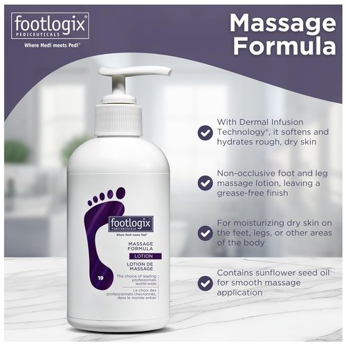 Footlogix Massage Formula Lotion - Deep Moisturizing Relief for Tired Feet | 8.45 oz