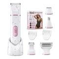 NPYXBR 5-in-1 Bikini Trimmer for Women: IPX7 Waterproof Electric Razor Shaver for Face, Pubic Area, Leg, Arm, Underarm, Nose, Rechargeable Body Hair Removal, LED Display, Ceramic Blade, Gifts for Her